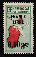 MADAGASCAR - PA N°54 ** (1942) Surchargés : France Libre - Posta Aerea