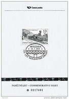 Czech Republic - 2015 - 130 Years Of The Moldava-Saxony Railway - Moldava Postmark - Commemorative Sheet With Hologram - Lettres & Documents