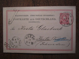 1879 GERMANY HAMBURG STATIONERY To SWEDEN - Postwaardestukken