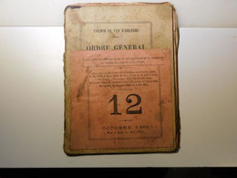 CHEMIN DE FER DE PARIS ORLEANS - ORDRE GENERAL - CIRCULATION Train 12 1902 D'Orléans - Matériel Et Accessoires