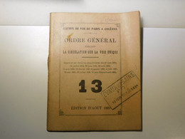 CHEMIN DE FER DE PARIS ORLEANS - ORDRE GENERAL - CIRCULATION Train 13 1920 D'Orléans EVAUX LES BAINS GARE - Material Y Accesorios