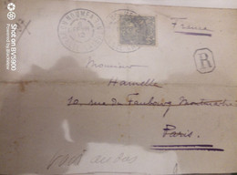 Belle Lettre Nouméa/, Paris Recommandé TP Seul - Storia Postale