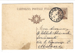 INTERO POSTALE CARTOLINA POSTALE Da Soragna Frazionario (44-83) PARMa Per Milano 1928 Michetti 30 Cent. - Poststempel