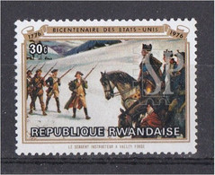 Rwuanda 1976 200 Years Independence Of The USA Instruction At Valley Forge Military Horses Fauna United Sates Of America - Used Stamps