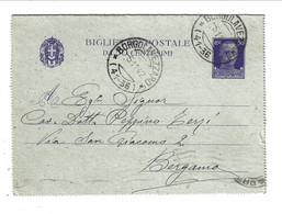 BIGLIETTO POSTALE 50 Cent. Imperiale Da Borgolavezzaro Frazionario (41-36)  Per Bergamo 1942 - Marcophilia