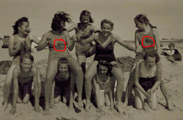 4x Orig. Foto Um 1939 Youth BDM RAD HJ Hübsche Mädel Mädchen In Badeanzug Am Strand, Nude Nackt, Beine, Haut - 1939-45
