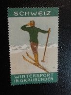 GRAUBUNDEN Wintersport Snow Sport Sky Ski Skiing Vignette Poster Stamp Suisse Switzerland - Unclassified