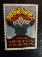 GRAUBUNDEN Sommer In Flora Fleurs Tourism Vignette Poster Stamp Suisse Switzerland - Ohne Zuordnung
