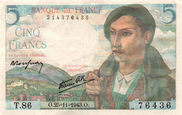 5 FRANCS BERGER 1943 / TTBE / F.05/04 - P98a - Alphabet 73-96 - 5 F 1943-1947 ''Berger''