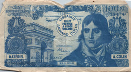 BILLET SCOLAIRE FACTICE 10000  AF 100  FRANCS  / BONAPARTE /  MATERIEL ARMAND COLIN - Specimen