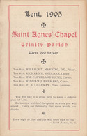 VIEUX PAPIERS - PLANNING DU CAREME 1905 - LENT - ST AGNES CHAPEL - TRINITY PARISH - NEW-YORK - Mondo