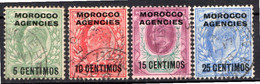 MAROC (Bureaux Anglais) - 1907-10 - N° 23 à 27 - (Lot De 4 Valeurs Différent - (Timbre De Grande Bretagne (Edouard VII)) - Usati