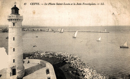 N°88463 -cpa Cette -le Phare Saint Louis Et La Jetée Frontignan- - Lighthouses