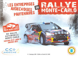 Rallye Monte-Carlo 2012 En Ardèche Citroën DS3 WRC équipage Loeb-Elena Sur La Neige En Ardèche - Rallyes