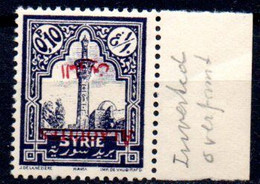 Alaouites: Yvert N° 22f**; MNH; Variété Surcharge Renversée, Bord De Feuille - Neufs