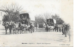 ALGERIE - MARNIA - DEPART DES DILIGENCES - POSTEE EN  1912 BELLE CPA ANIMEE EDITEUR GEISER N° 11 PARFAIT ETAT 2 SCANS - Andere Städte