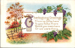 Thanksgiving Greetings With Grapes 1922 - Giorno Del Ringraziamento