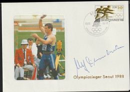 DDR Autograph Cover 1988 Seoul Olympic Games - Gold Ulf Timmermann Athletics. Uncertain If Its Real Signature - Estate 1988: Seul