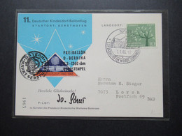 BRD 1963 11.Deutscher Kinderdorf Ballonflug Startort Gersthofen Freiballon Bernina Pilot Jo Scheer Original Unterschrift - Airships