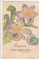 ***   ILLUSTRATEUR  *** FLEURS Par Illustrateur Relief  Iris Jonquille  --- Précureur Timbré TB - Before 1900