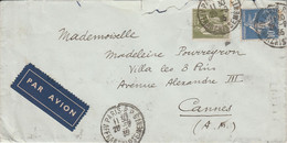 AFFRANCHISSEMENT COMPOSE SUR LETTRE AVION DE PARIS POUR CANNES 1935 - 1877-1920: Periodo Semi Moderno