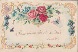 ***   ILLUSTRATEUR  *** FLEURS Par Illustrateur  Decor Art Nouveau Relief Et Feutrine Roses Précurseur Timbré TTB - Before 1900