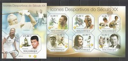 BC1014 2011 MOZAMBIQUE MOCAMBIQUE FAMOUS PEOPLE SPORTS ATHLETES OF XX CENTURY 1KB+1BL MNH - Other