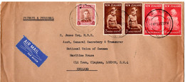 L32596 - Neuseeland - 1953 - 1'- KGVI MiF A. LpBf. TE ARO -> Grossbritannien - Briefe U. Dokumente