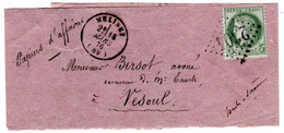 5c Cérès (n°53a) Obl GC 2304 Et Tàd Type 16 De Melisey 18/3/1876 Seul Sur Bande Papiers D'affaires Pour Vesoul Superbe - 1871-1875 Cérès