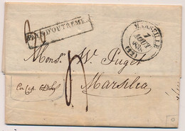 Delcampe - LETTRE TUNIS TUNISIE PAYS D'OUTREMER CACHET MARSEILLE PURIFIE À MARSEILLE - Schiffspost