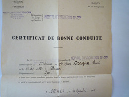 2021 - 4002  Haut Commissariat Français En AUTRICHE  -  HÔPITAL D'EVACUATION N°481  Certificat De Bonne Conduite    XXX - Documents