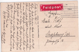 REICH - 1915 - ETIQUETTE FELDPOST Sur CARTE ILLUSTREE De FREIBURG => STRASBOURG - Feldpost (Portofreiheit)