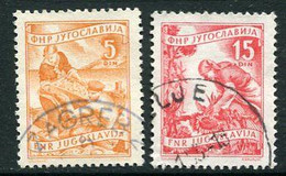 YUGOSLAVIA 1952-53 Occupations Definitive Lithographed 5 D. Adnd 15 D. Type I Used.  Michel 719 I, 723 I - Usados