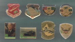 PINS PIN'S MILITAIRE ARMEE 501 USA DESERT STORM  SHIELD AVION TORNADO TANK SCHWARZKOPF   LOT 8 PINS - Militaria