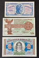3 X Republica Espanola, 1937 And 1938 - 1-2 Pesetas