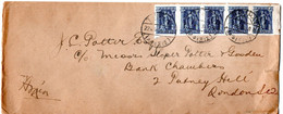 L32614 - Griechenland - 1924 - 5@40L. (1 Mgl.) A. Bf. PATRAI -> Grossbritannien - Storia Postale