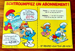 Flyer SCHTROUMPF Schtroumpfez Un Abonnement Pub 1989 TTBE - Schtroumpfs, Les - Los Pitufos