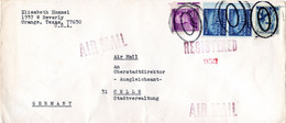 L32625 - USA - 1968 - 50c Anthony MiF A. R-LpBf. ORANGE, TEX -> Westdeutschland - Lettres & Documents