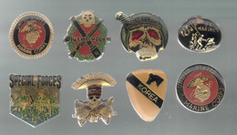 PINS PIN'S MILITAIRE ARMEE 506 USA TETE MORT KOREA US MARINES CORPS SPECIAL FORCES  LOT 8 PINS - Militaria