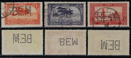 1920s 3 Stamp With Perfin BEM By Banque D'Etat Du Maroc State Bank Of Morroco Lochung Perfore - Ongebruikt