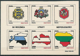 Poland SOLIDARITY (S316): Post Miedzymorze 50th Ann. Loss Of Independence Crest Map (block) - Solidarnosc-Vignetten