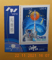 FRANCE 2021    CNES  1961 - 2021     Timbre  Neuf   CACHET  ROND  DATE - Gebruikt