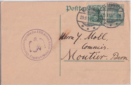 REICH - 1915 - CARTE ENTIER GERMANIA De SASCHWITZ Avec CENSURE De FRANKFURT Am MAIN => MOUTIER (SUISSE) ! - Cartoline