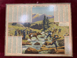 CALENDRIER ALMANACH PTT 1907 ( Oberthur) CHASSEURS ALPINS PASSAGE DU TORRENT - Tamaño Grande : 1901-20