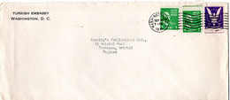 L32642 - USA - 1946 - 3￠ Victory MiF A. Bf. Der Tuerk. Botschaft WASHINGTON, D.C. -> Grossbritannien - Storia Postale