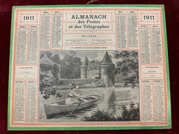 CALENDRIER ALMANACH PTT 1911 LE CHATEAU DU BOIS DU MAINE Orne - Tamaño Grande : 1901-20