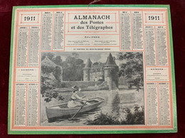 CALENDRIER ALMANACH PTT 1911 LE CHATEAU DU BOIS DU MAINE Orne - Grand Format : 1901-20