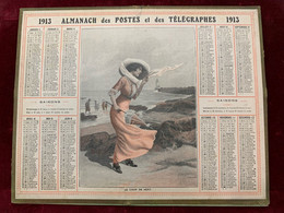 CALENDRIER ALMANACH PTT 1913  LE COUP DE VENT - Grand Format : 1901-20