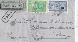 MADAGASCAR :  Gallieni Sur Lettre De 1934 Vignette Verte PTT Madagascar Par Avion - Lettres & Documents