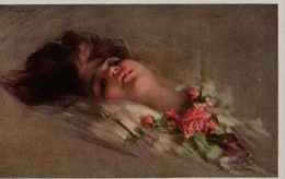 Belle Illustrée Signée Philippe BOILEAU : Sweathart . Femme Couchée Avec Des Roses - Boileau, Philip